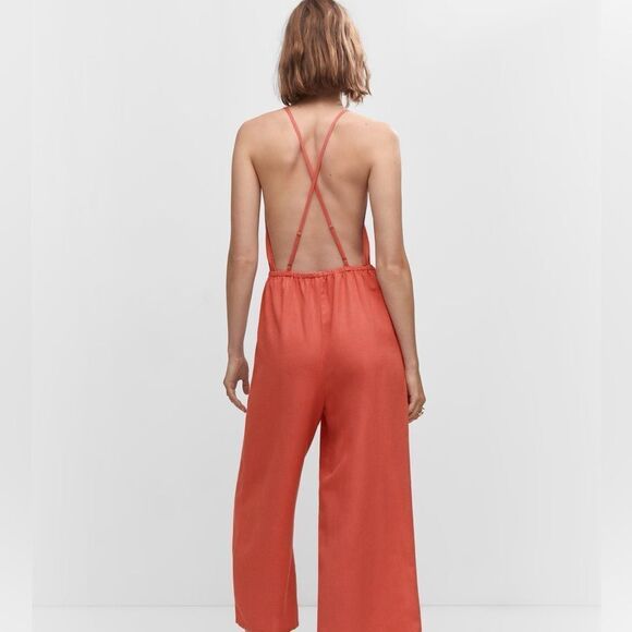 Mango open back jumpsuit with halter neck crochet details - Picture 6 of 6